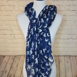 GANZ Navy Blue Scarf with Ivory Animal Print